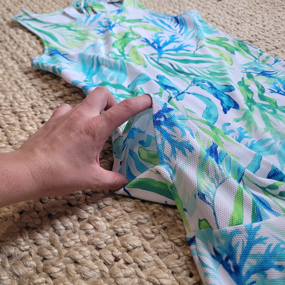 Island Cays Sea Fronds High-Neck Flounce Spa Dress Coverup Pockets UPF 50 Small - Picture 3 of 11